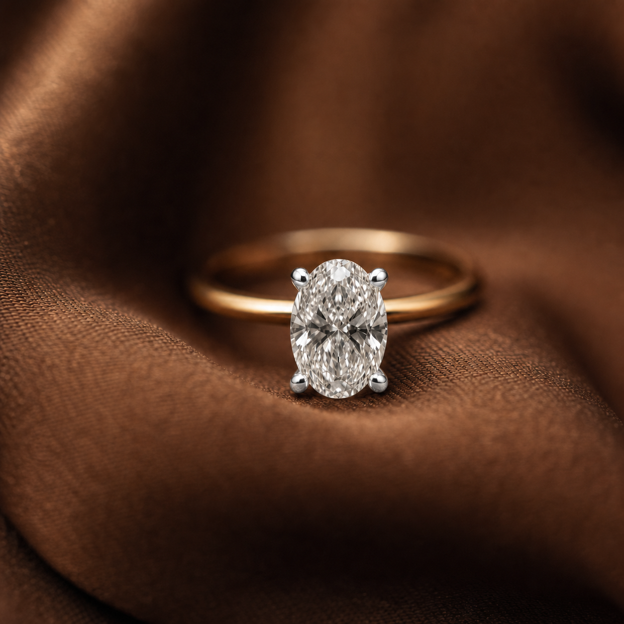 Jade | 1.03ct Oval Cut Lab Grown Diamond Solitaire Engagement Ring | 18ct Yellow & White Gold