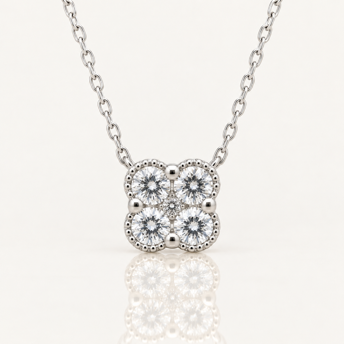 Lab-Grown Diamond Clover Stud Earrings | 9ct White Gold