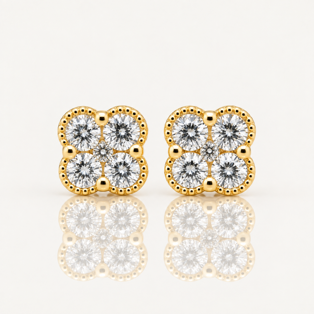 Lab-Grown Diamond Clover Stud Earrings | 9ct Yellow Gold