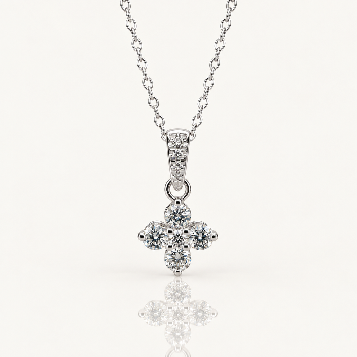 Lab-Grown Diamond Flower Pendant | 9ct White Gold