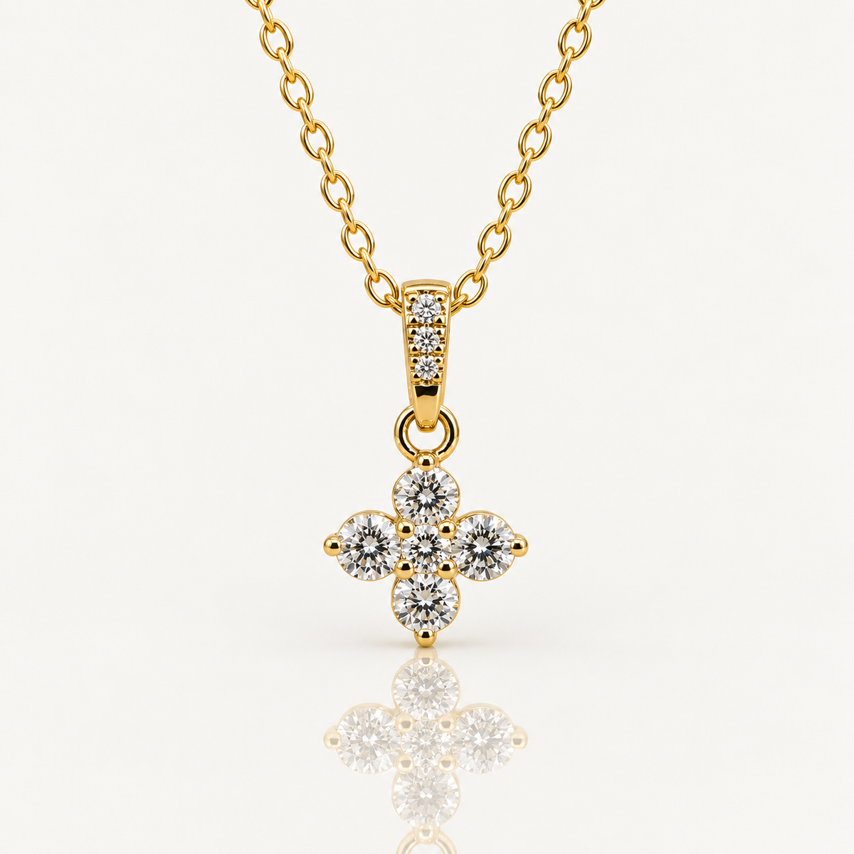 Lab-Grown Diamond Flower Pendant | 9ct Yellow Gold