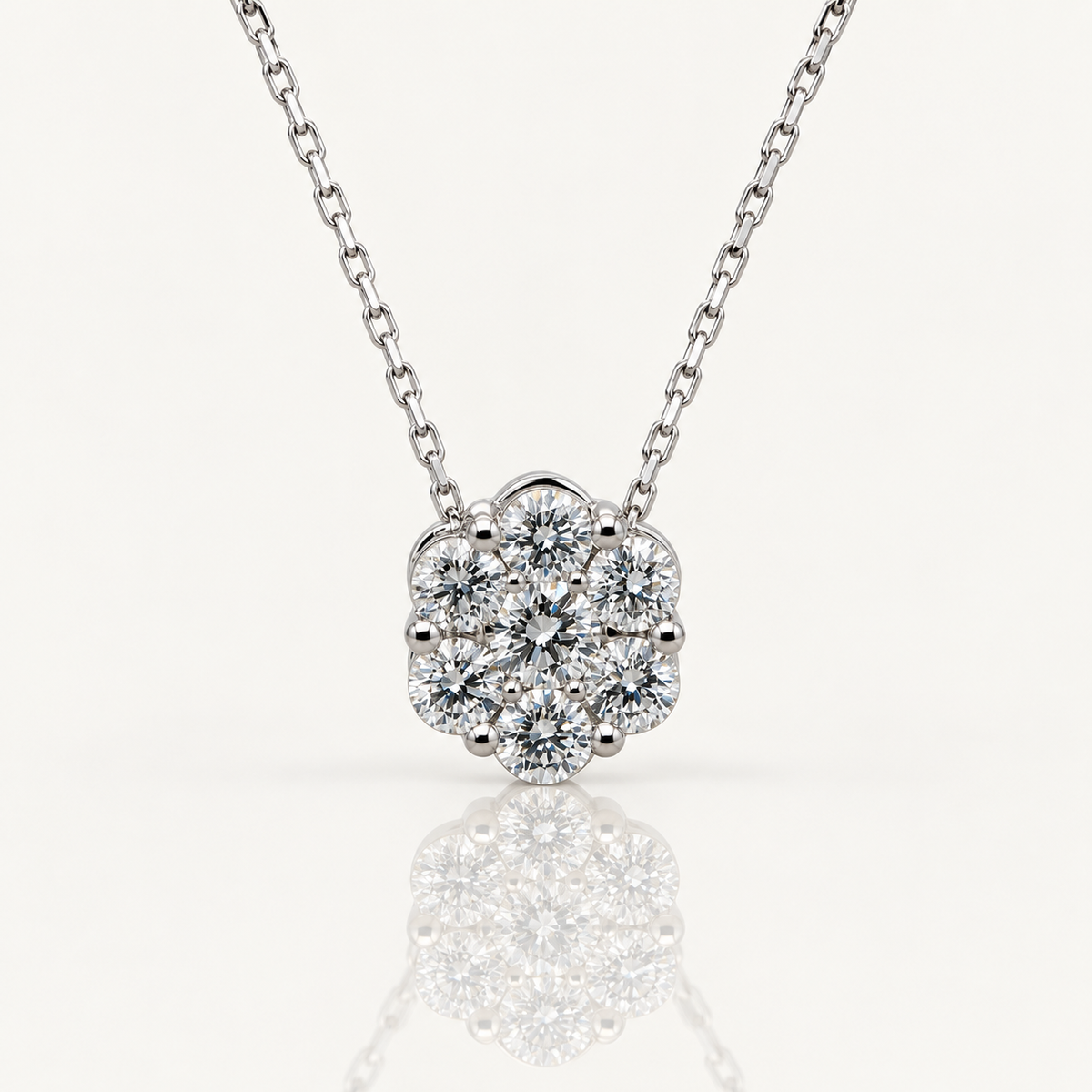 Lab Grown Diamond Cluster Pendant | 0.33ct | 9ct White Gold