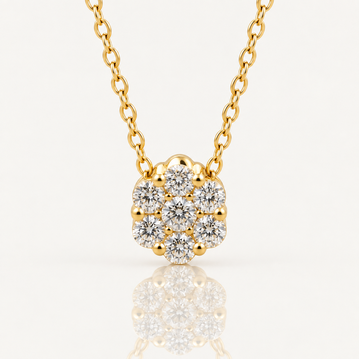 Lab Grown Diamond Cluster Pendant | 0.33ct | 9ct Yellow Gold