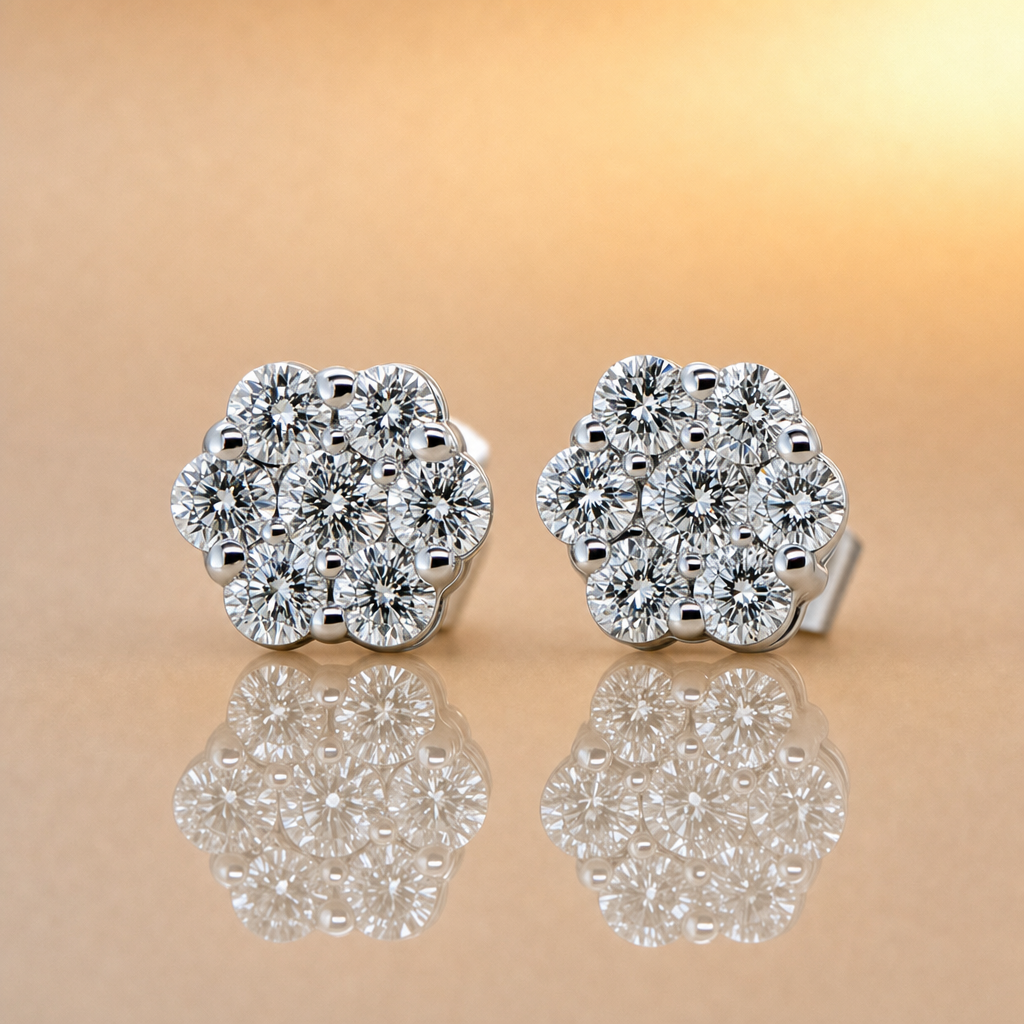 Lab Grown diamond cluster earrings