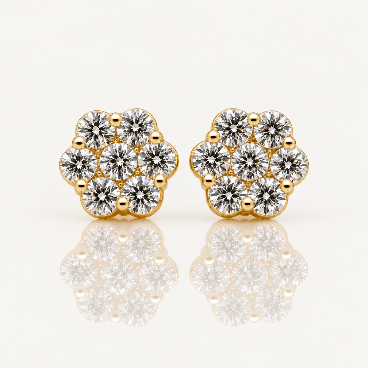 Lab Grown Diamond Cluster Stud Earrings | 0.50ct F/VS | 9ct White or Yellow Gold