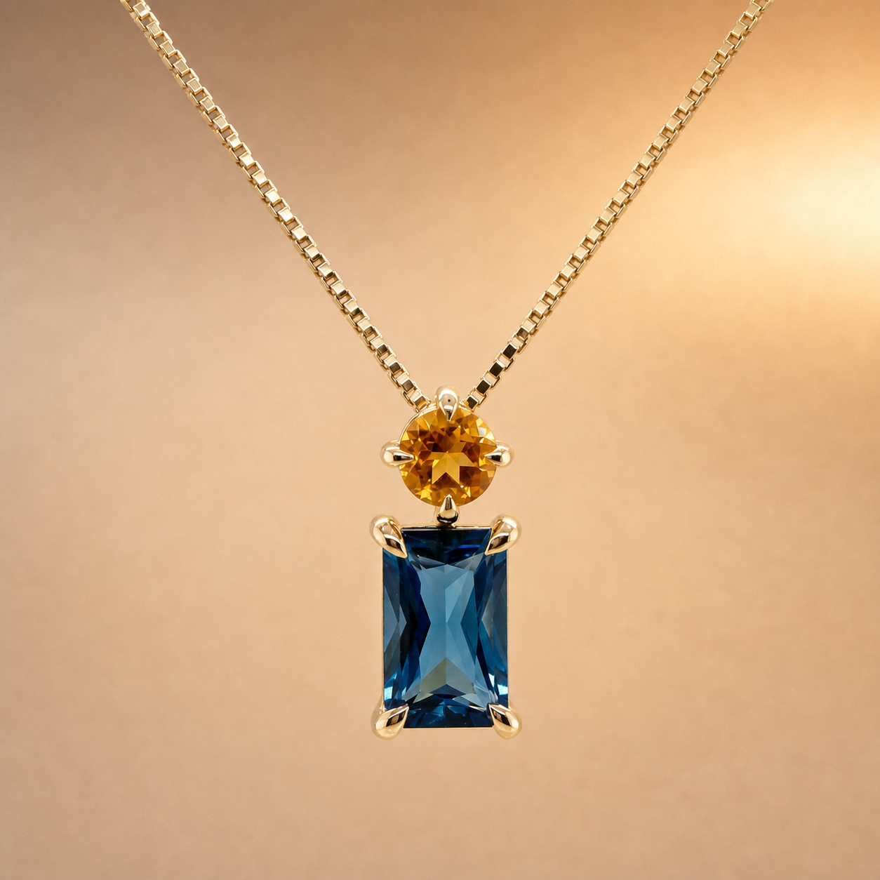 London Blue Topaz & Citrine Pendant