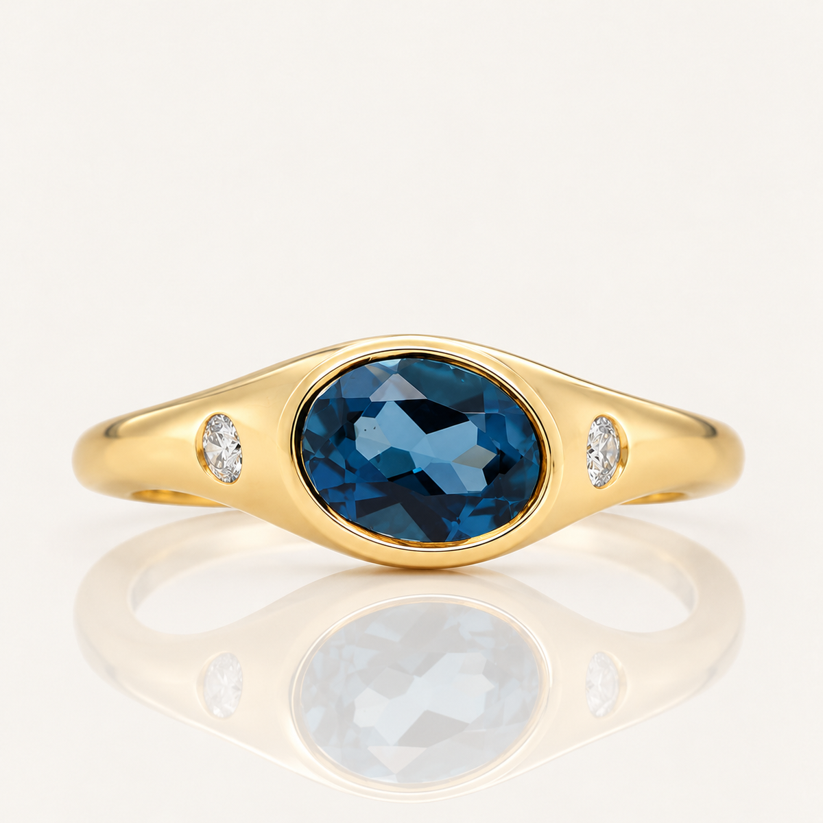 London Blue Topaz & Lab Grown Diamond Ring | 9ct Yellow Gold