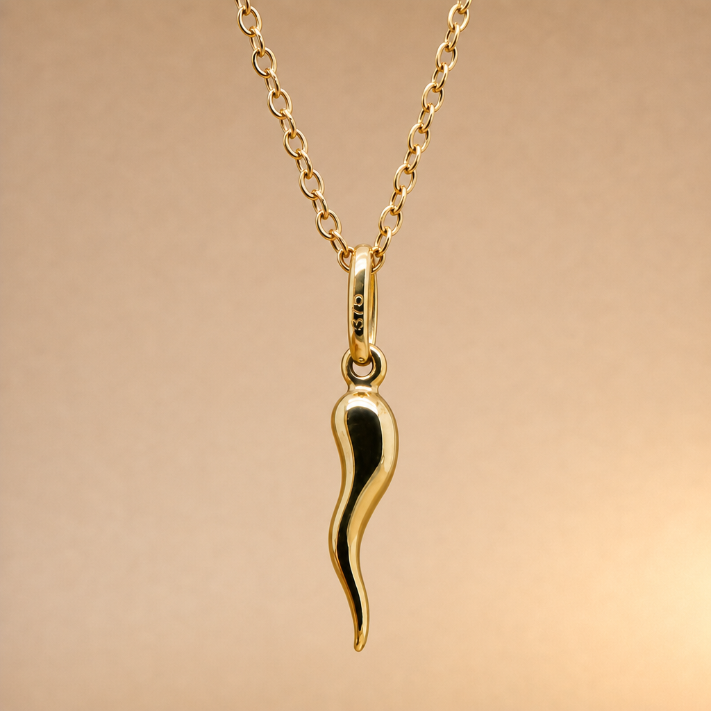 Medium 9ct Corni Pendant (Chilli Charm)