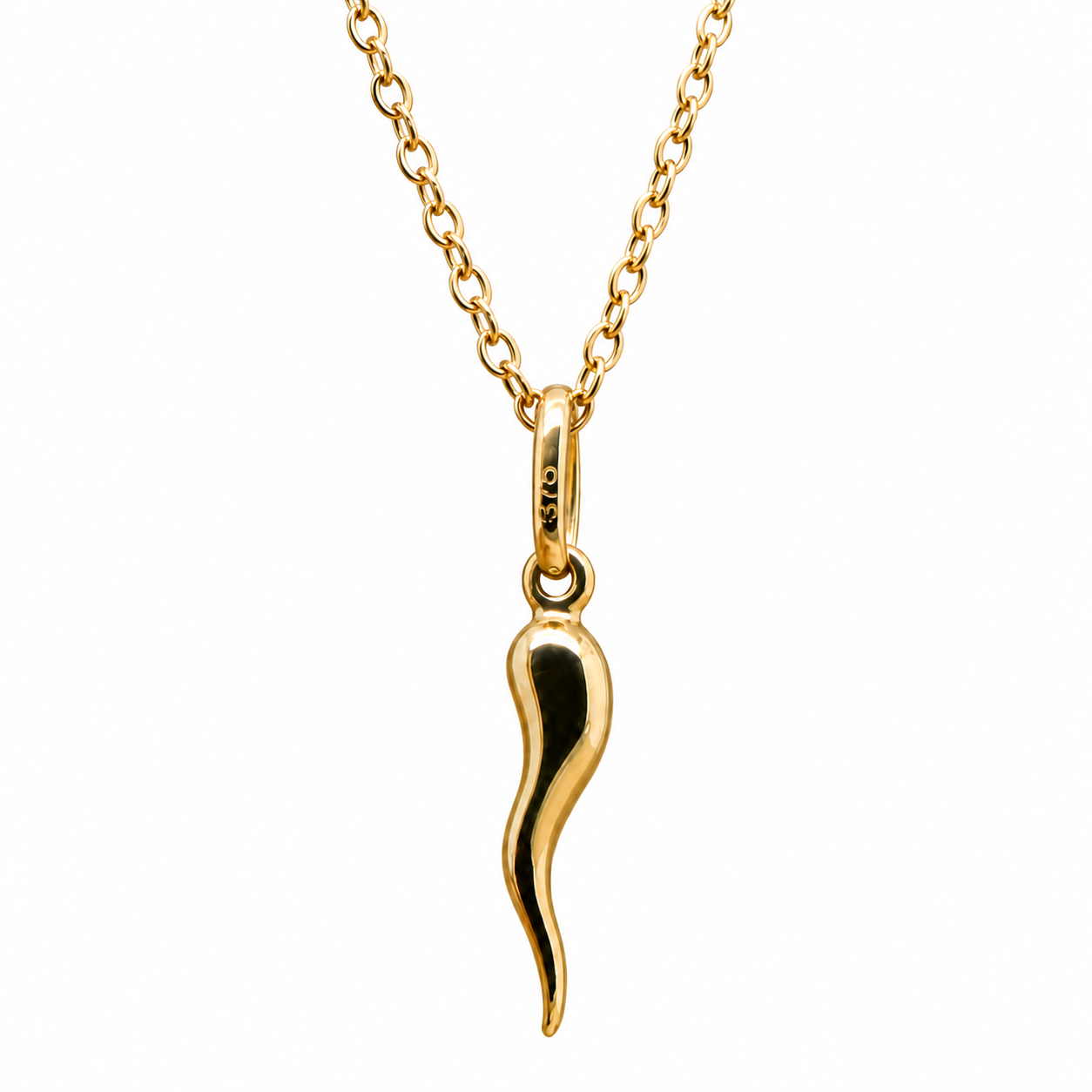 Medium 9ct Corni Pendant (Chilli Charm)