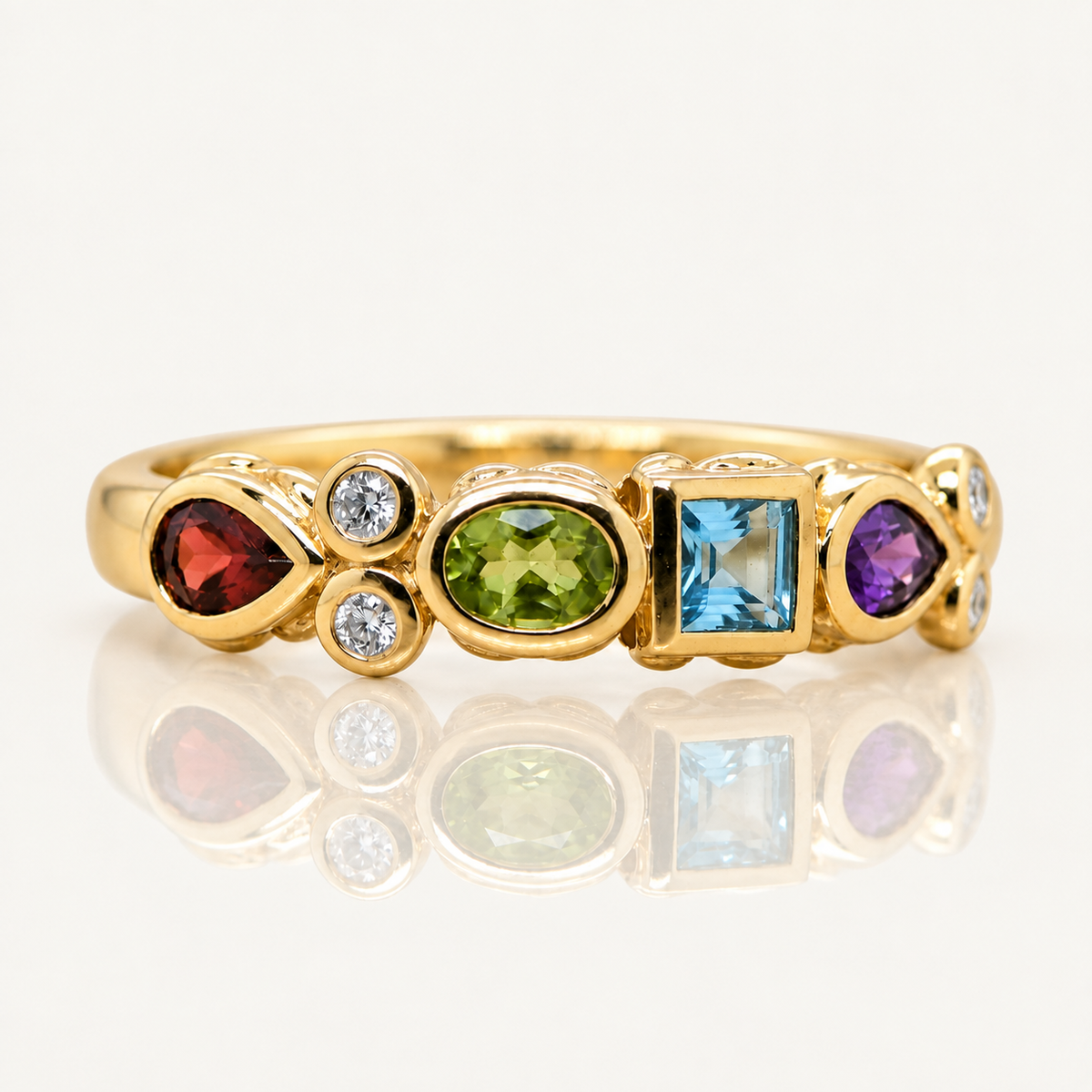 Multi-Stone Rainbow Band | 9ct Yellow Gold