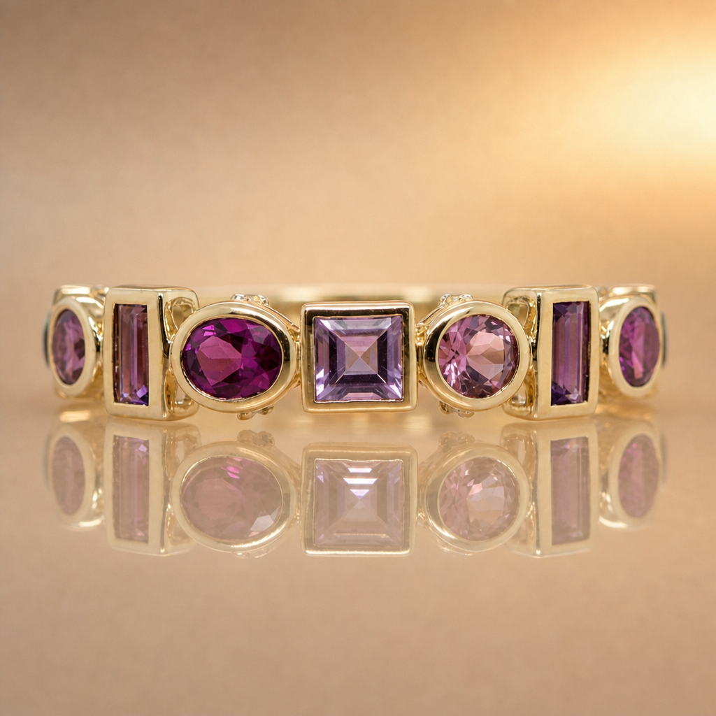 Multi Stone Amethyst Ring