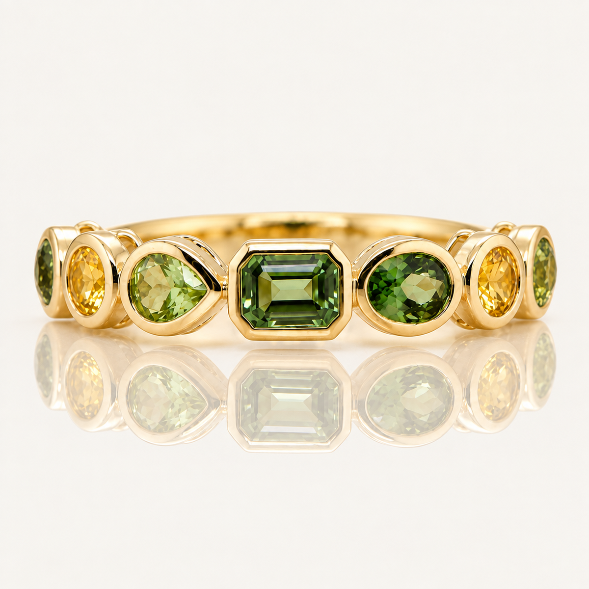 Sapphire, Peridot & Tourmaline Multi-Stone Band | 9ct Yellow Gold