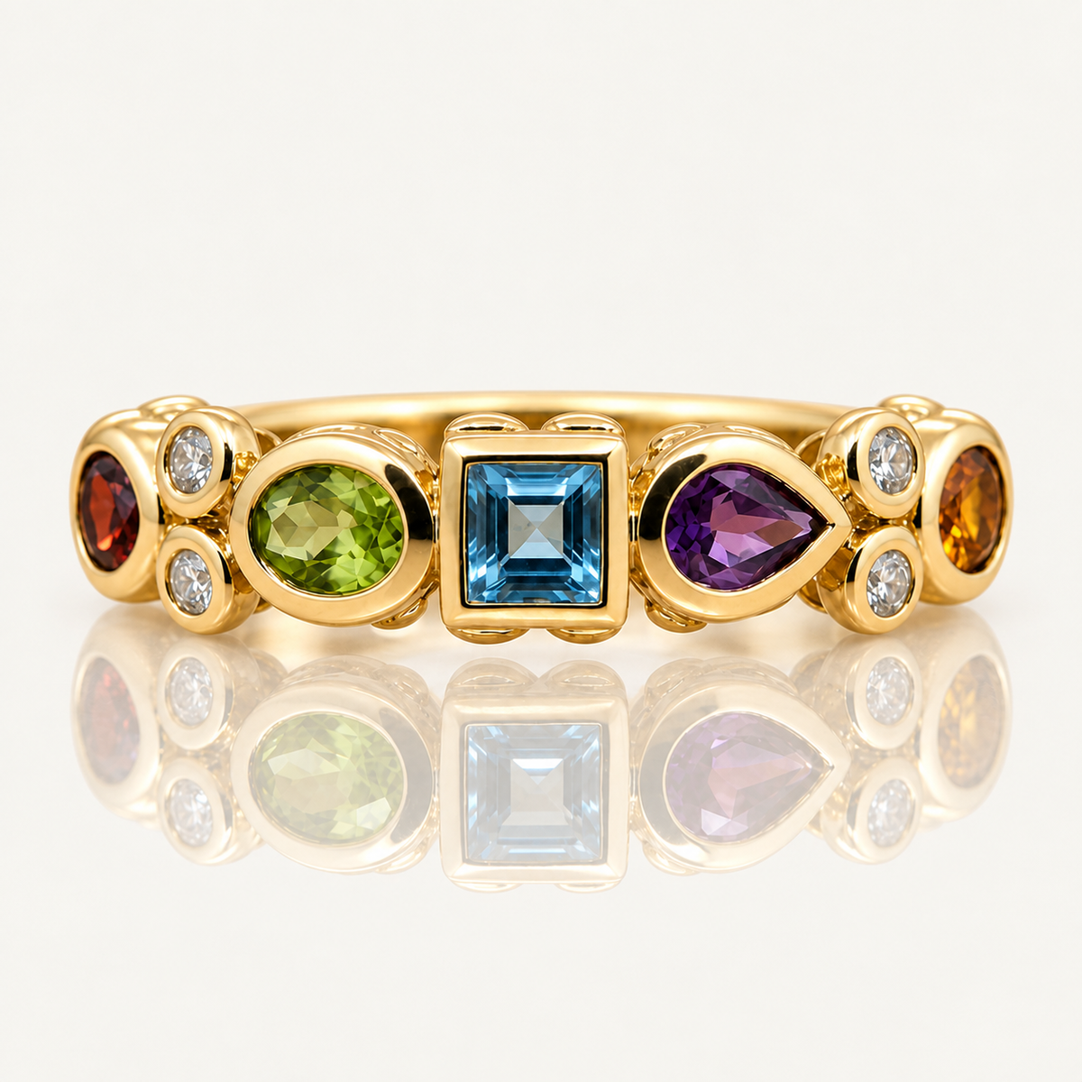 Multi-Stone Rainbow Band | 9ct Yellow Gold