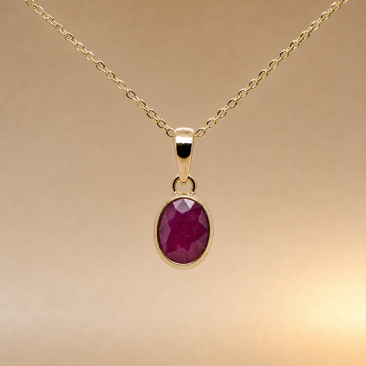 Natural Ruby Pendant - bezel set