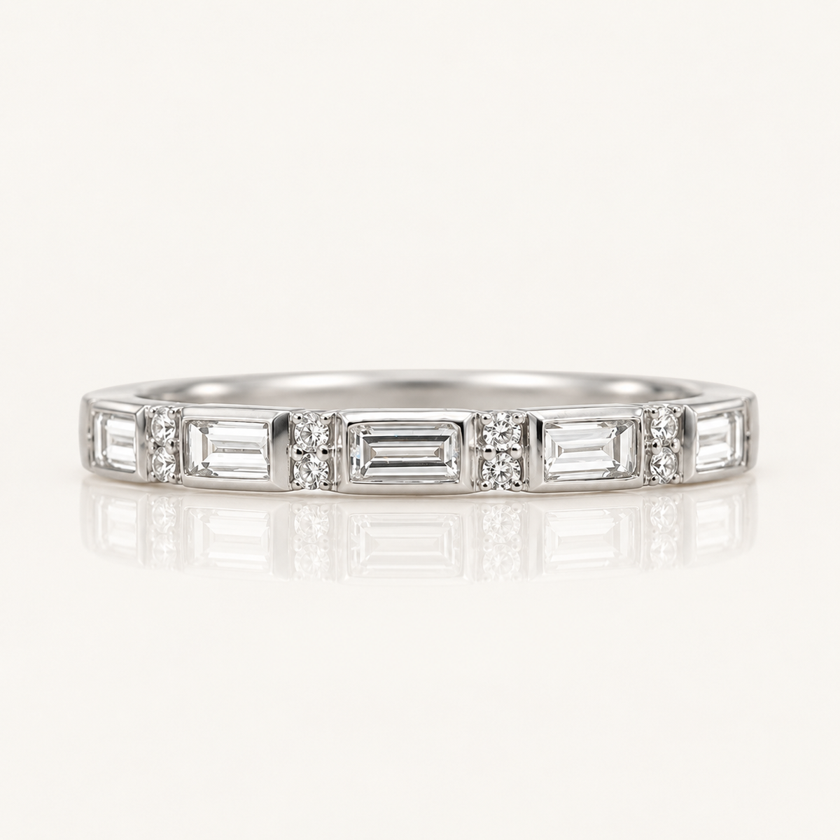 Lab Grown Baguette and Round Diamond Band | 0.30ct | 9ct White Gold