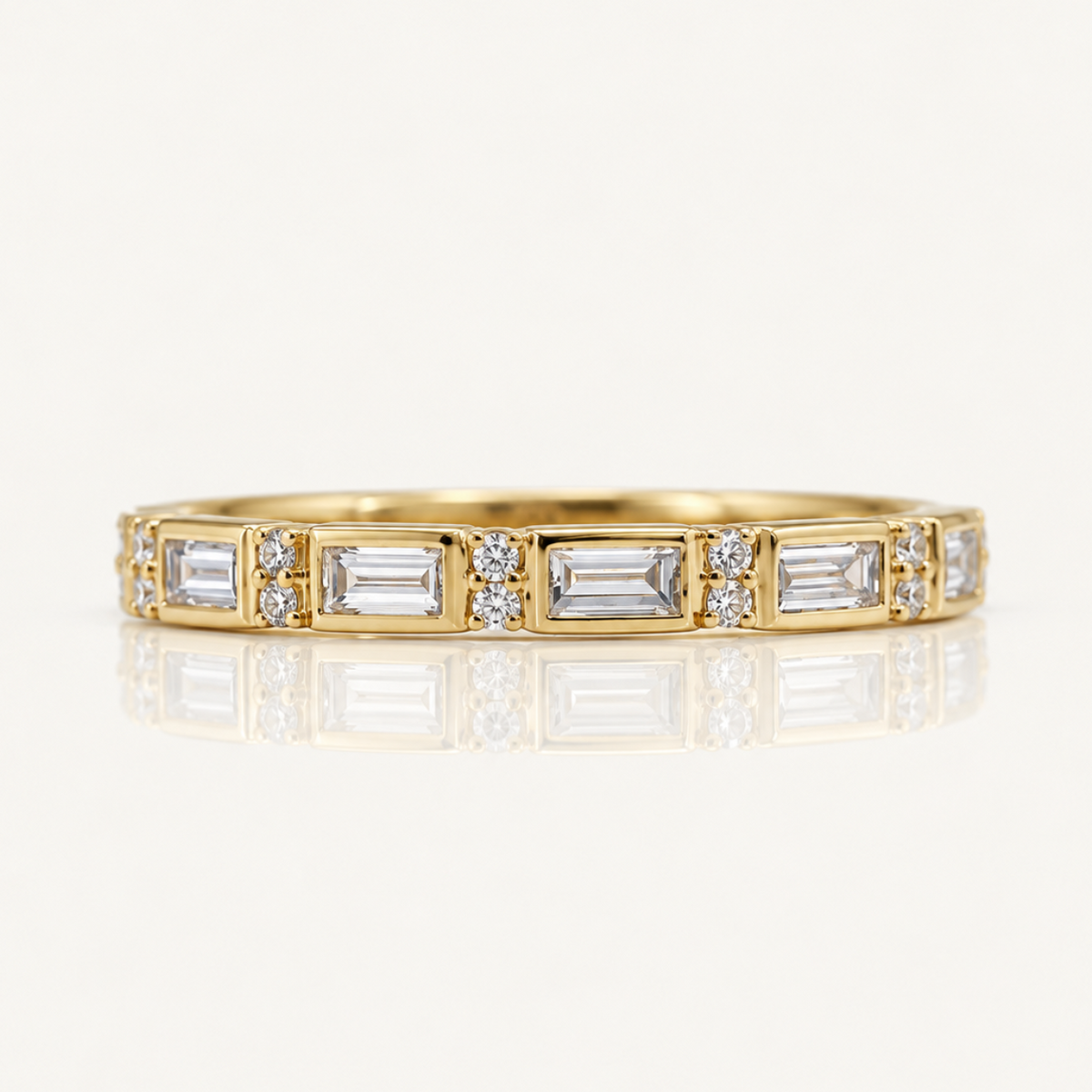 Lab Grown Baguette and Round Diamond Band | 0.30ct | 9ct Yellow Gold