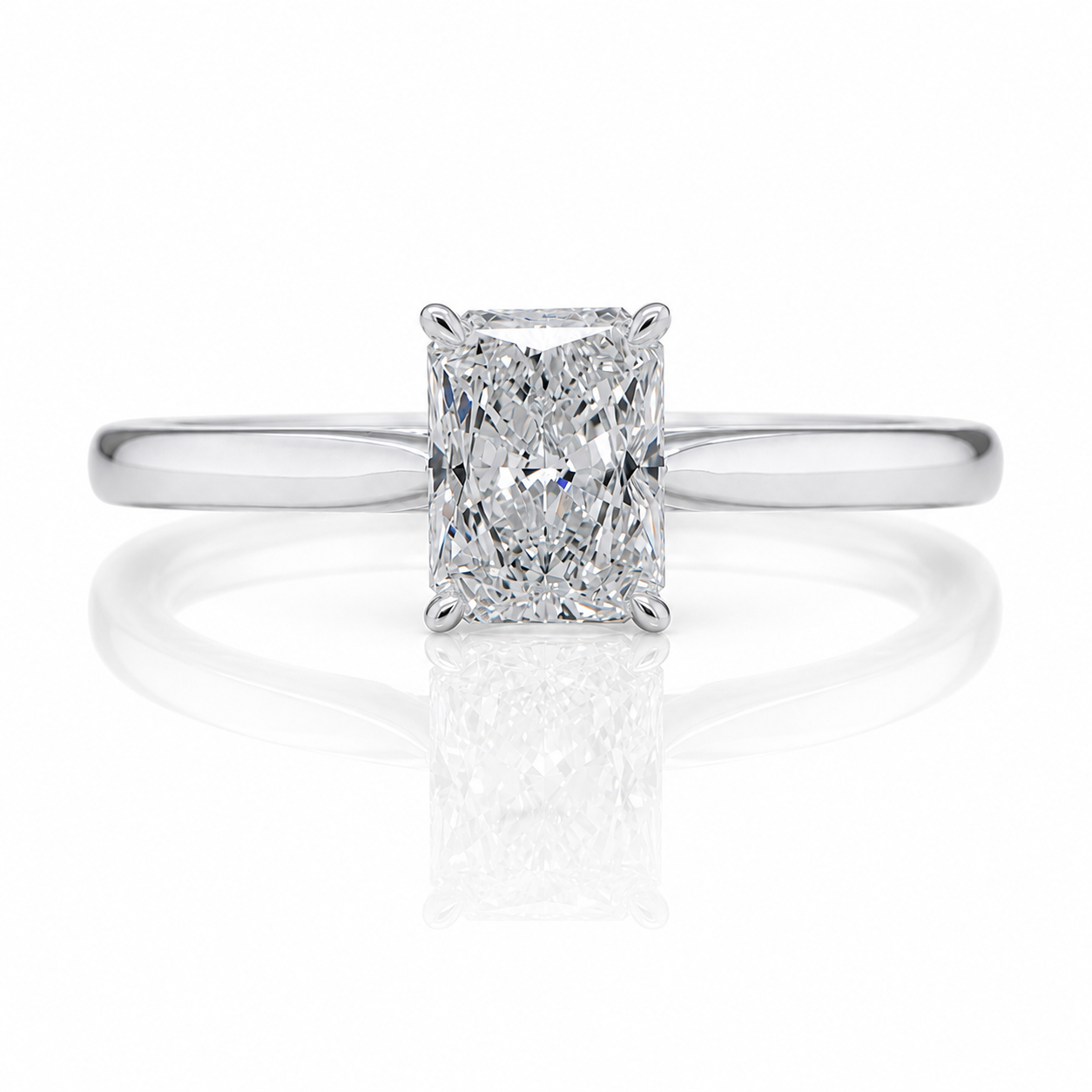 Radiant Cut Lab Grown Diamond Solitaire Ring | 1.02ct | 9ct White Gold
