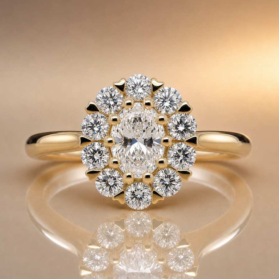 Olena | Lab Grown Diamond Daisy Cluster Ring | 18ct Yellow Gold