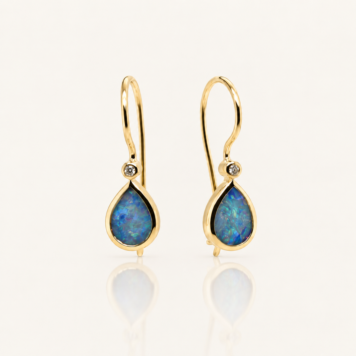 Doublet Opal and Diamond Drop Pendant | Pear Shape | 9ct Yellow Gold