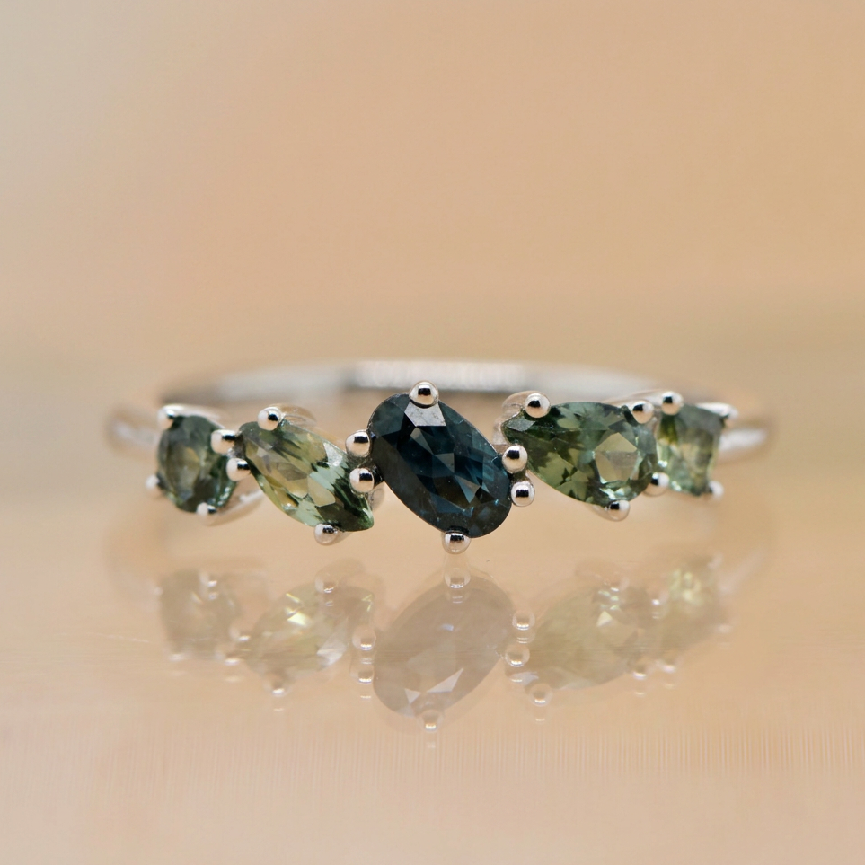 Sapphire Dreams - 'Ophelia' white gold multi colour Sapphire Ring