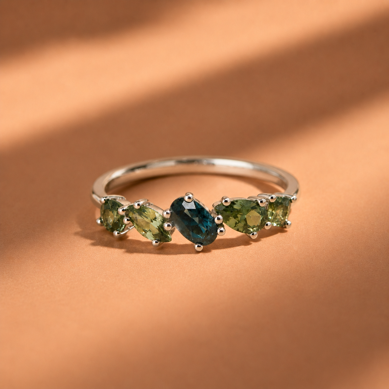 Sapphire Dreams - 'Ophelia' white gold multi colour Sapphire Ring