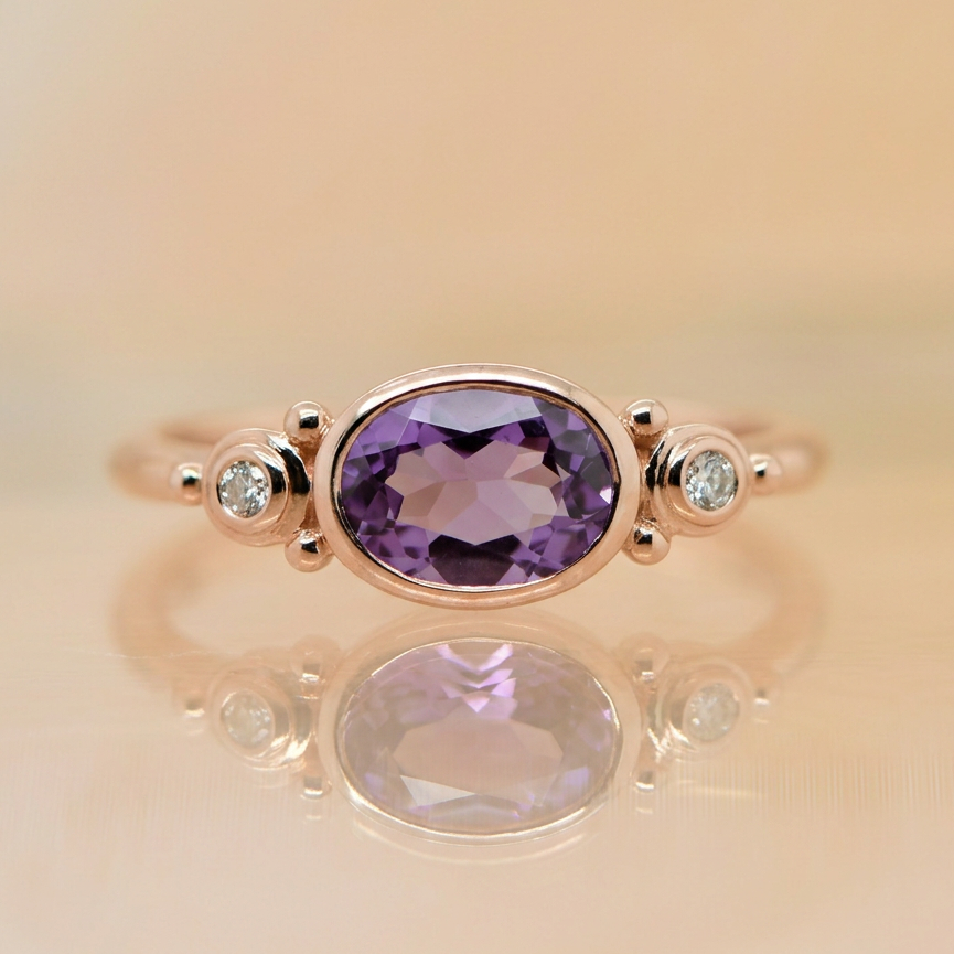 Oval Amethyst & Diamond Ring