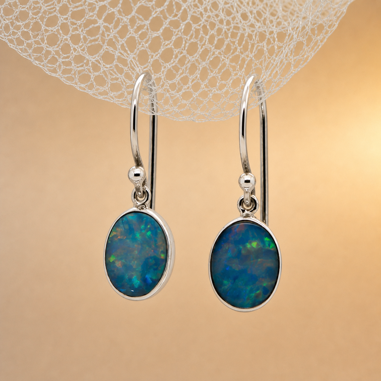 Oval Opal Hook earrings