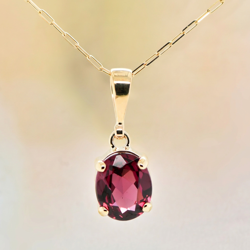 Oval Rhodalite Garnet Pendant