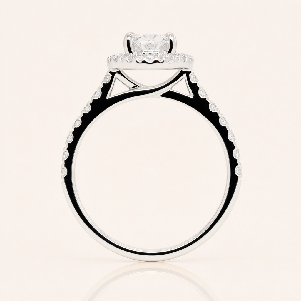 Oval Halo Lab Grown Diamond Engagement Ring | 1.06ct | Diamond Set Band | 9ct White Gold