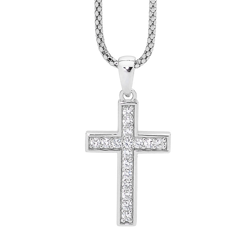 Zoe Austin - Sterling Silver cz set cross on chain