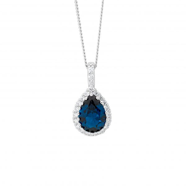 Zoe Austin - Sterling Silver London Blue CZ teardrop earrings