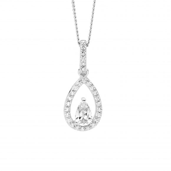 Zoe Austin - Sterling Silver CZ Open Pear pendant