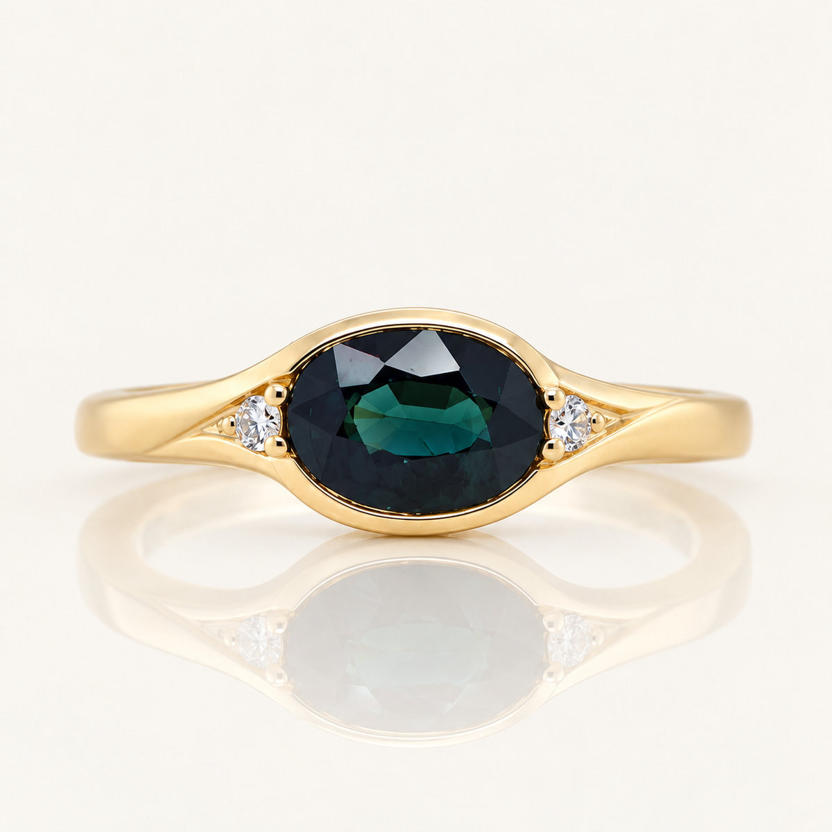 Parti Sapphire & Lab Grown Diamond Ring | 9ct Yellow Gold