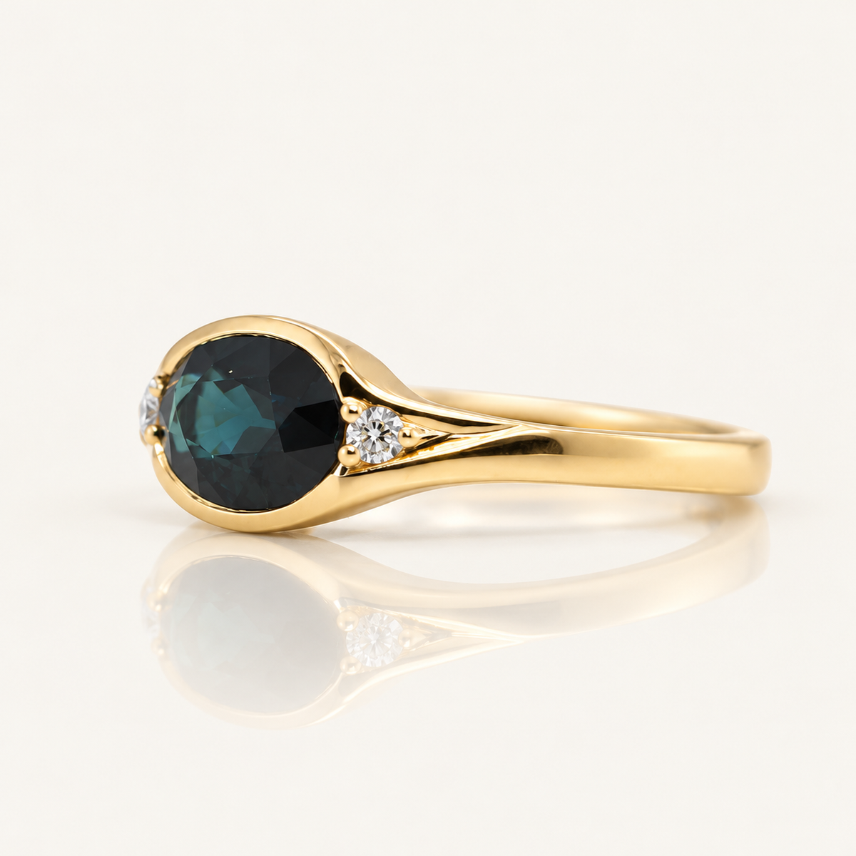 Parti Sapphire & Lab Grown Diamond Ring | 9ct Yellow Gold
