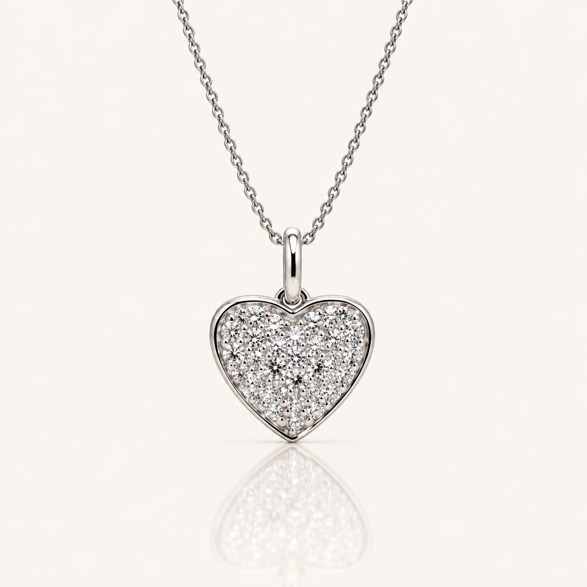 Lab Grown Diamond Pavé Heart Pendant | 0.50ct F/VS | 9ct White Gold