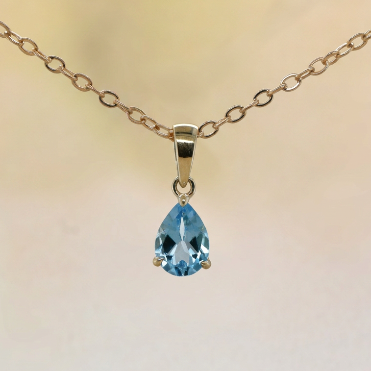 Pear cut Blue Topaz penant
