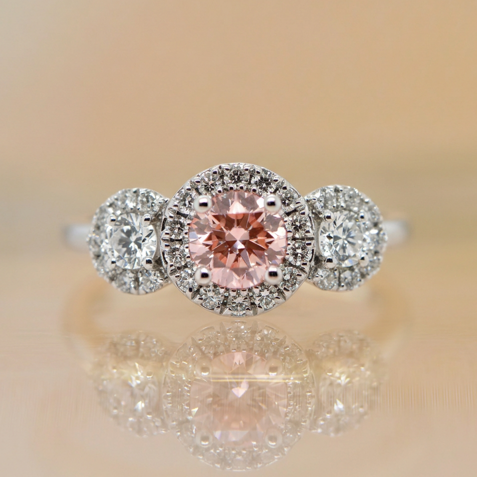Lab Grown Pink Diamond Halo Trilogy