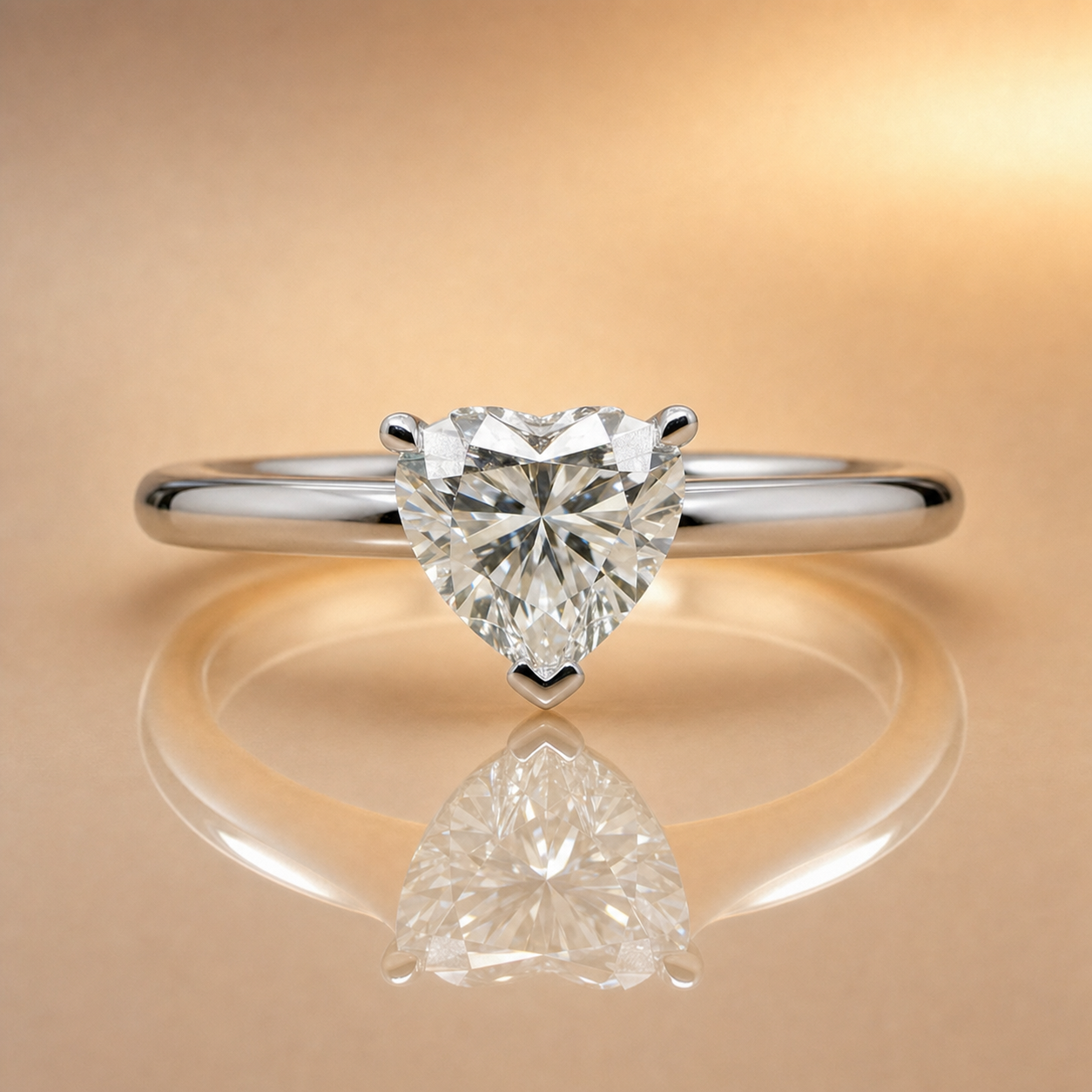 Poppy | 1.01ct Heart Cut Lab Grown Diamond Solitaire Engagement Ring | Hidden Halo | 18ct White Gold