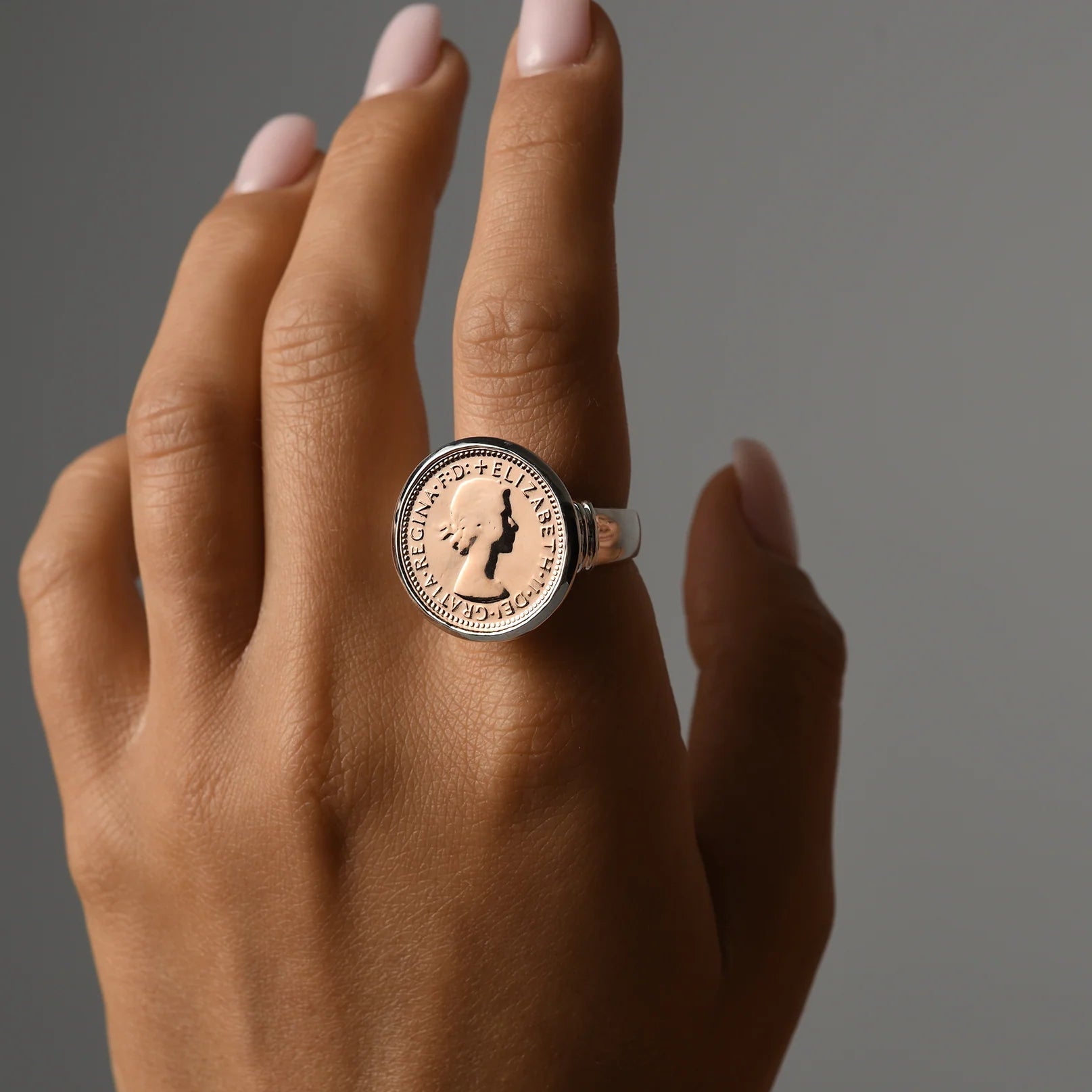 Von Treskow - THREEPENCE Rose colour coin ring