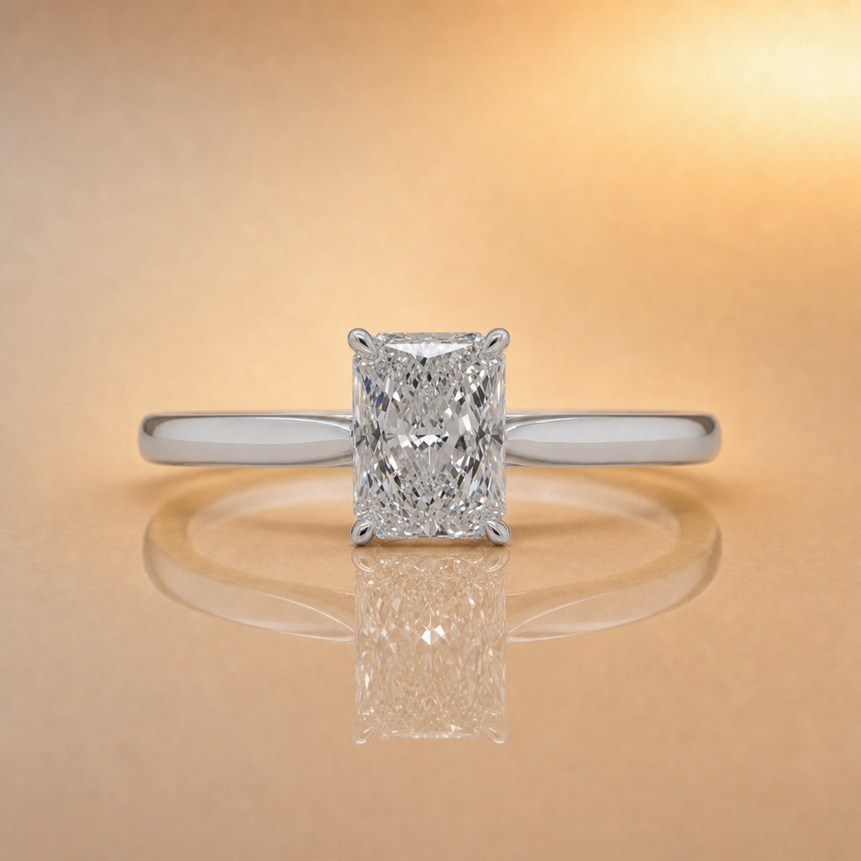 Radiant Cut Lab Grown Diamond Solitaire Ring | 1.02ct | 9ct White Gold