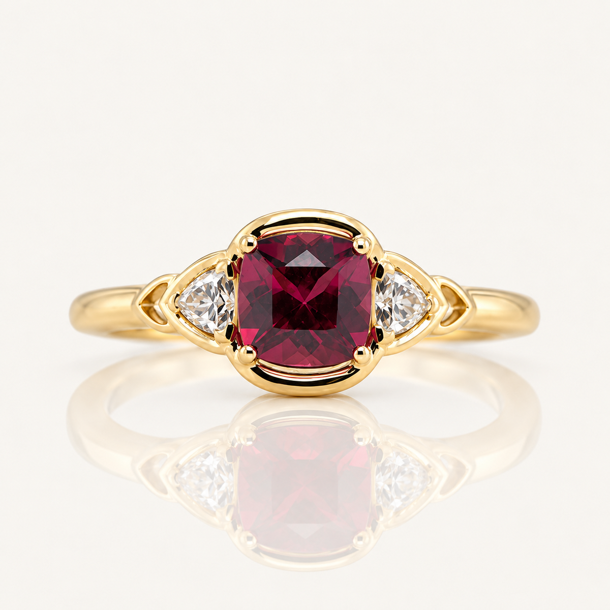 Rhodolite Garnet & Lab Grown Diamond Ring | 9ct Yellow Gold