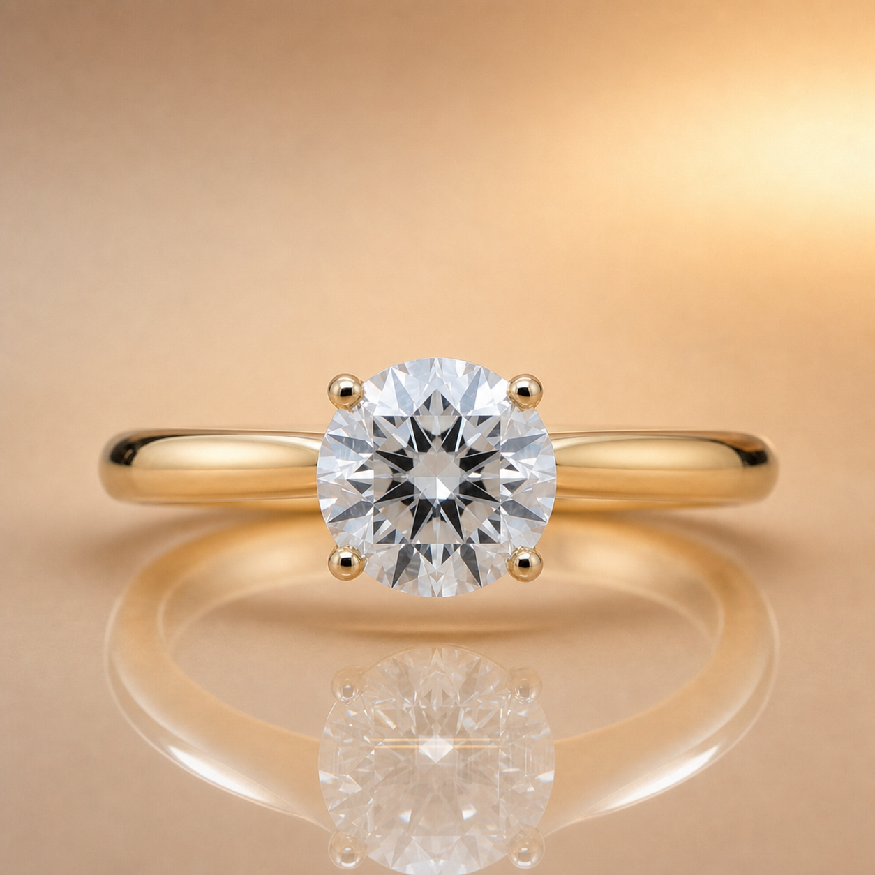Rose | 1.02ct Round Brilliant Cut Lab Grown Diamond Solitaire Engagement Ring | 18ct Yellow Gold