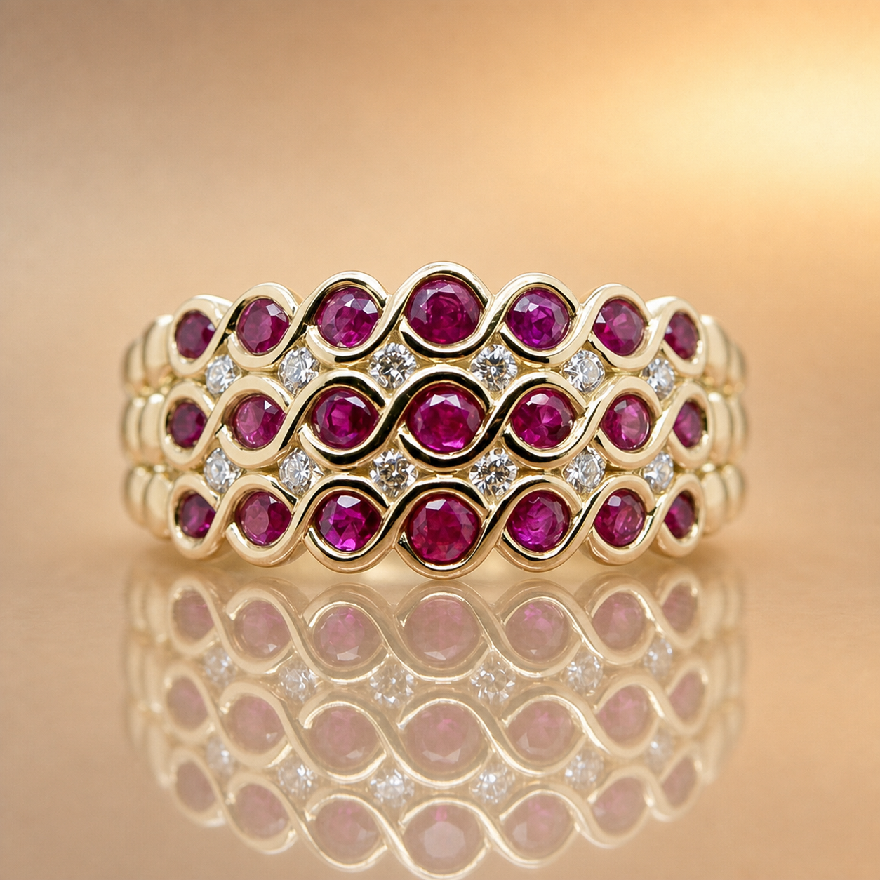 'Eva' Ruby & Diamond Wide Ring