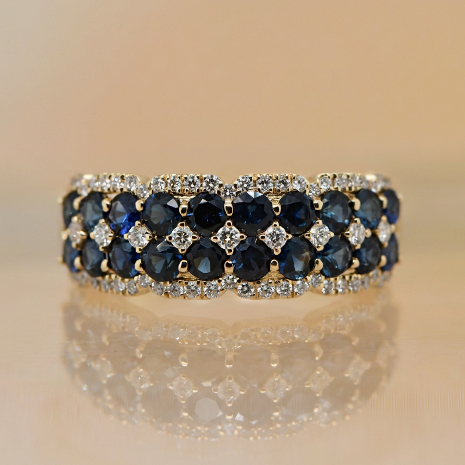 Sapphire Dreams - 'Aime' Yellow Gold/Blue Sapphire & Diamond Ring