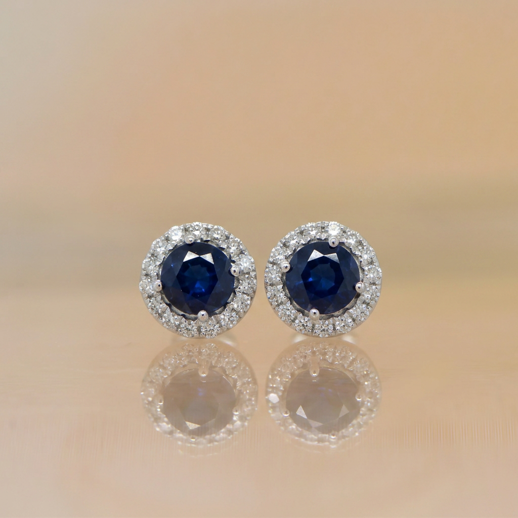 Sapphire & Diamond Halo Necklace