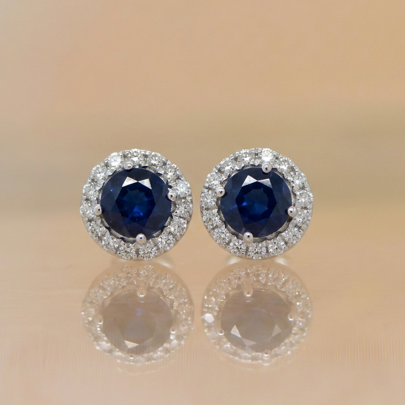 Sapphire & Diamond stud earrings