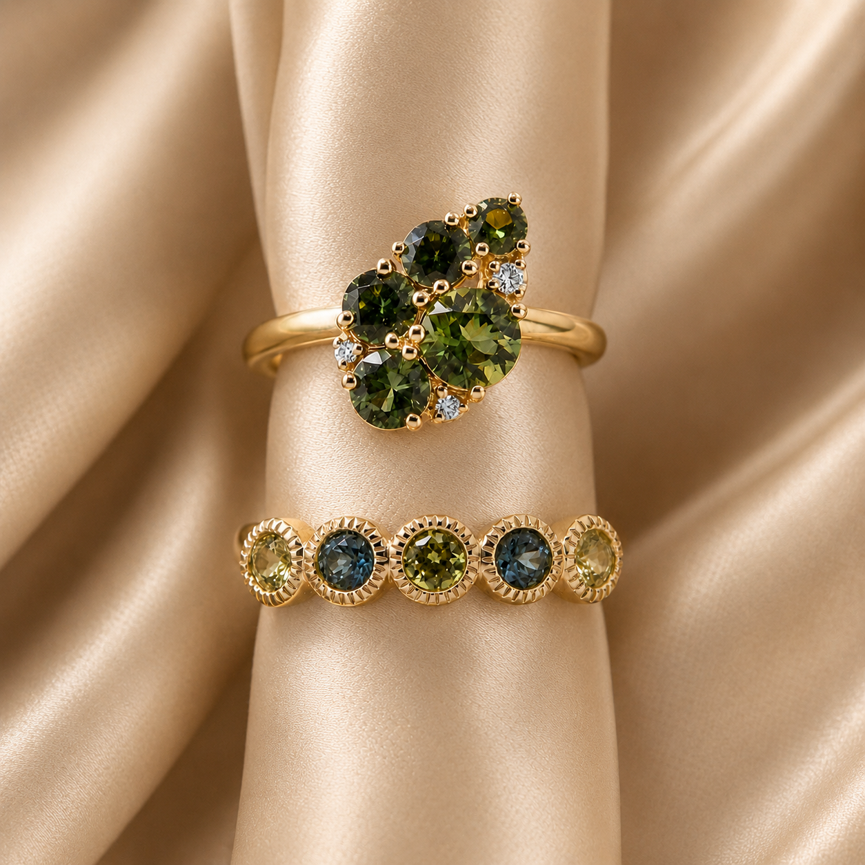 9ct Yellow Gold Australian Sapphire Five Stone Ring