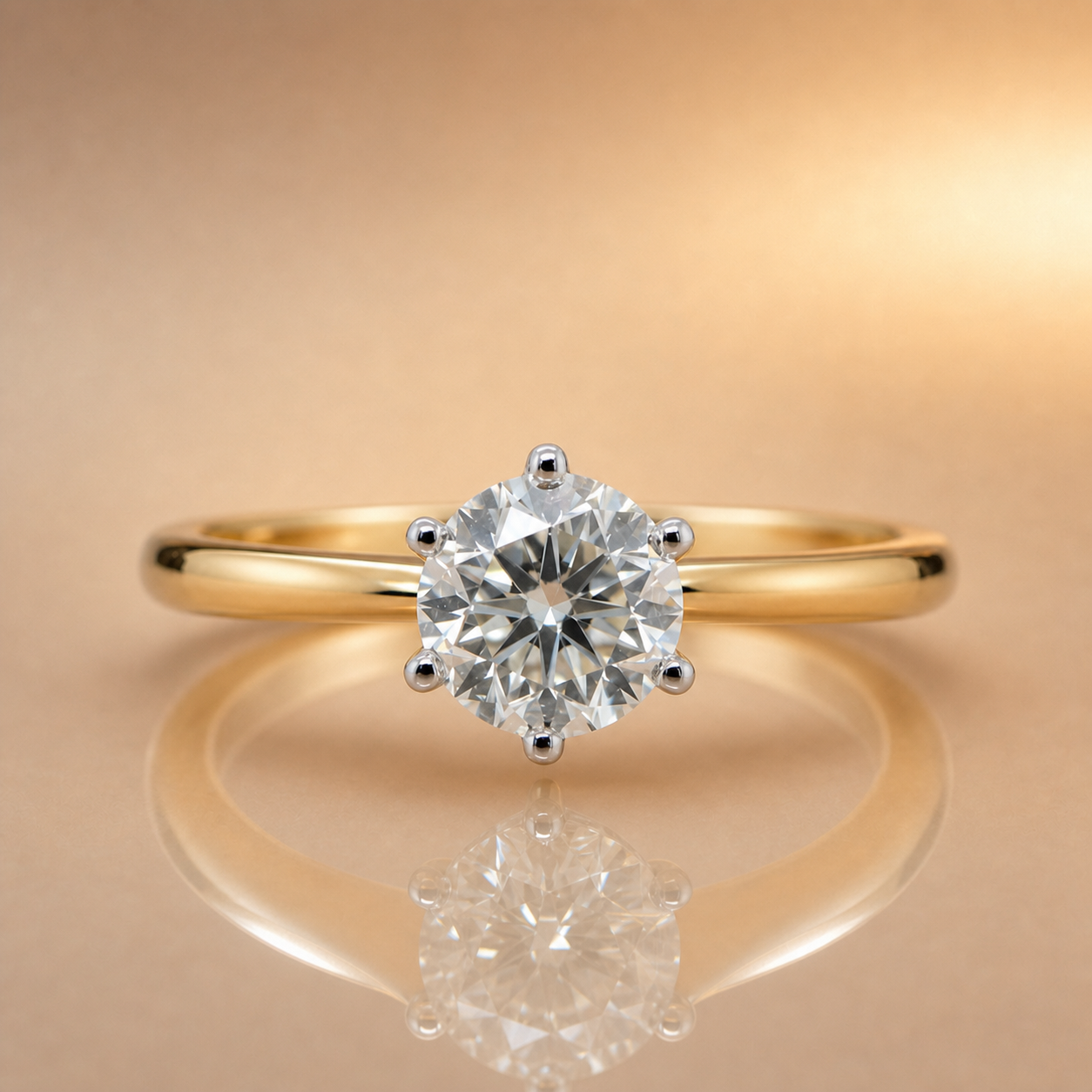 Sienna | 1.01ct Round Brilliant Cut Natural Diamond Solitaire Engagement Ring | 18ct Yellow & White Gold
