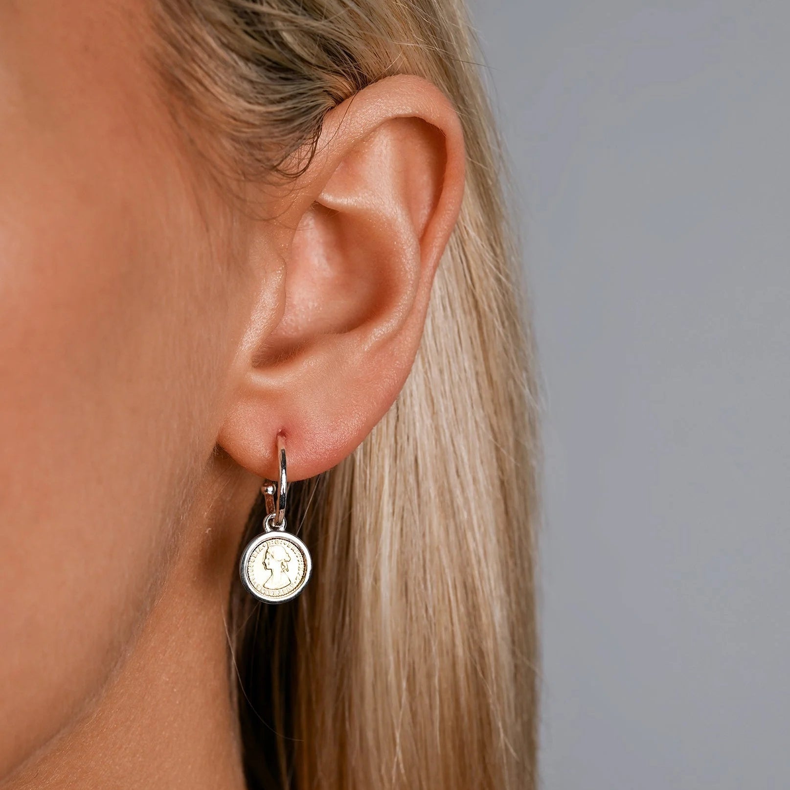 Von Treskow - Hammered Hoop Studs (10mm) with Micro Coins