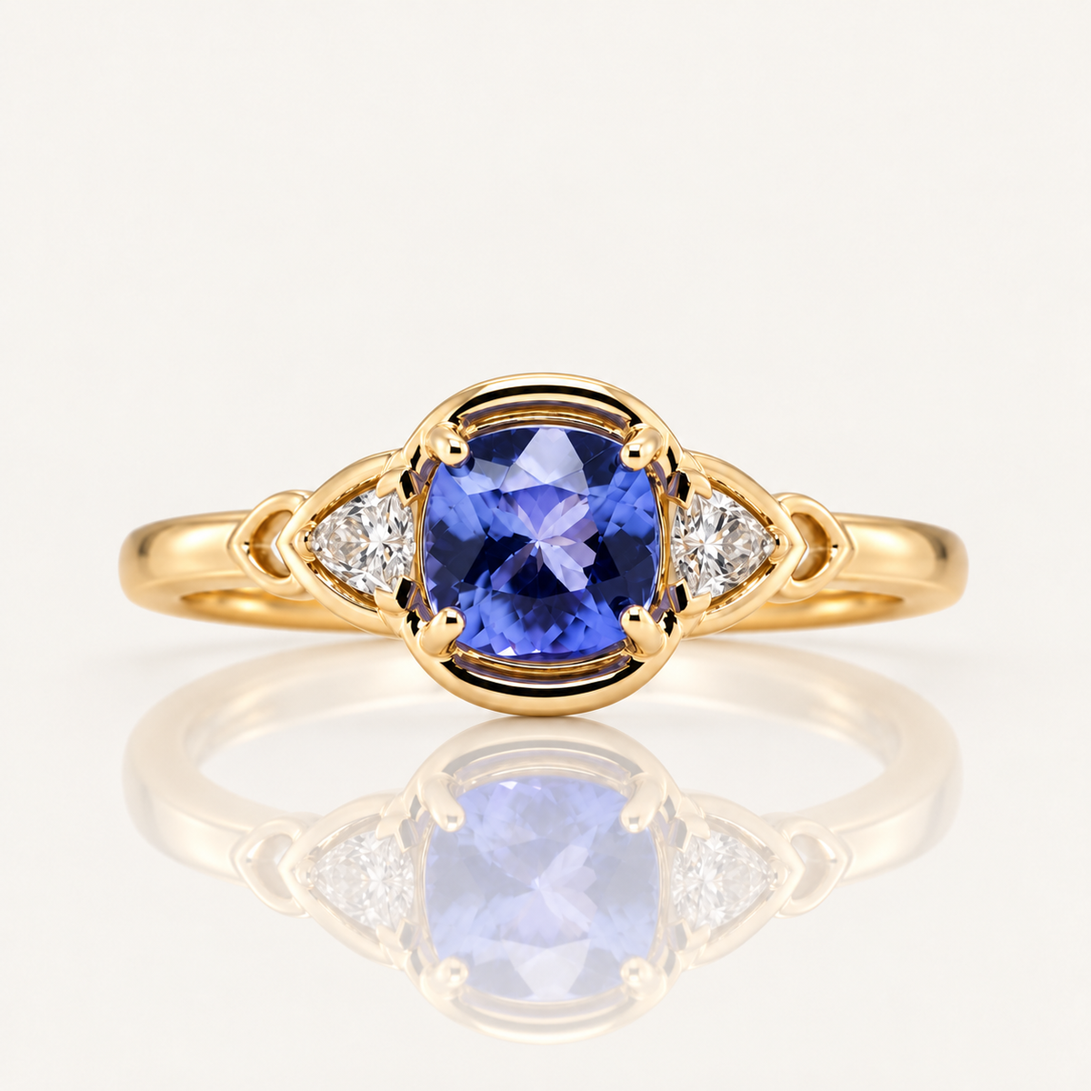 Tanzanite & Lab Grown Diamond Ring | 9ct Yellow Gold